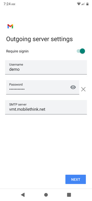 Enter Outgoing server address