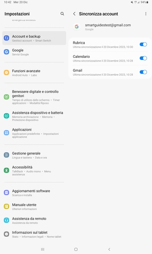 Assicurati che Rubrica sia selezionato e seleziona il tasto Menu