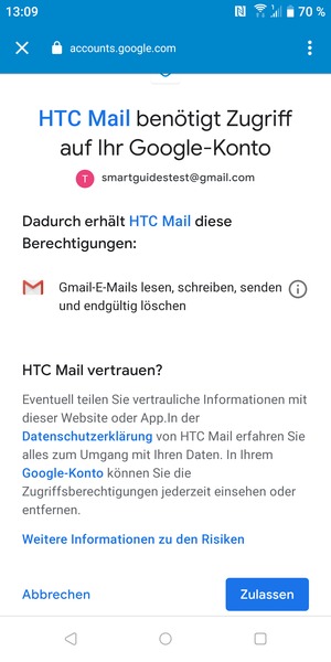 Wählen Sie Zulassen