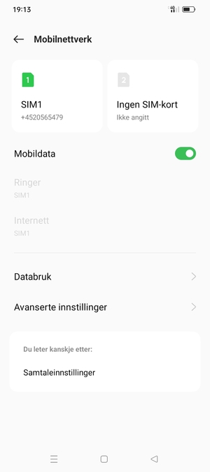 Velg SIM1 eller SIM2