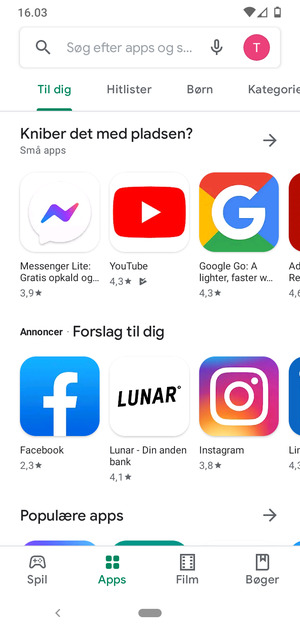 Vælg søgefeltet