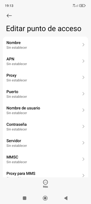 Introduzca la información de Internet