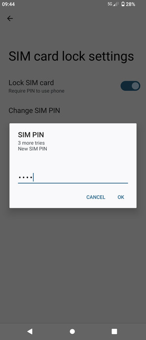 Enter your New SIM PIN and select OK