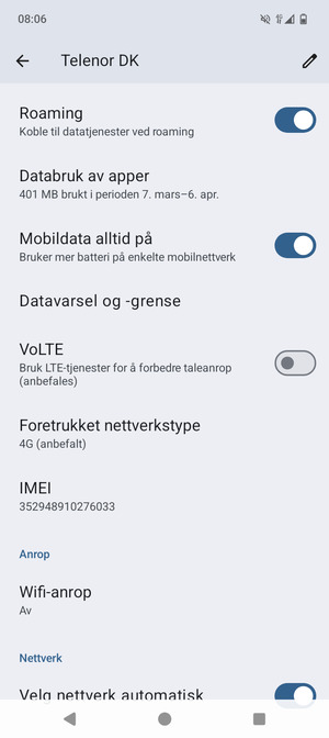 Slå Roaming på eller av