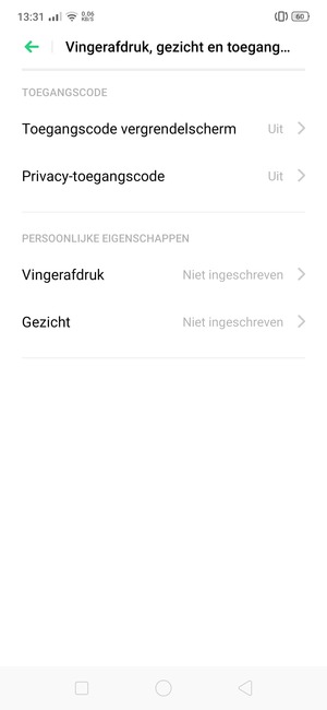 Selecteer Toegangscode vergrendelscherm