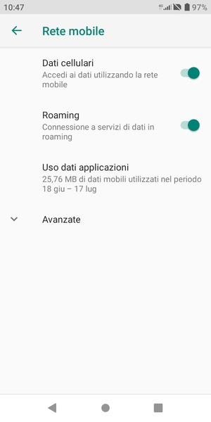 Attiva o disattiva Roaming