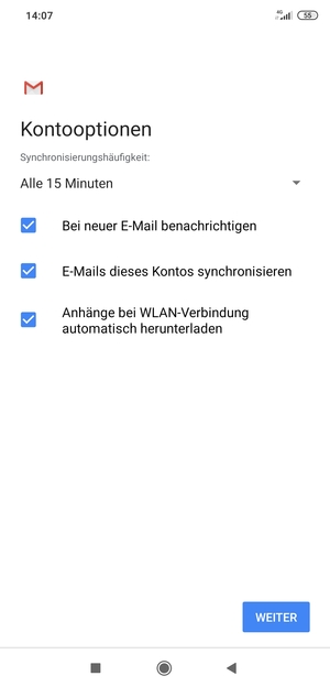Wählen Sie WEITER
