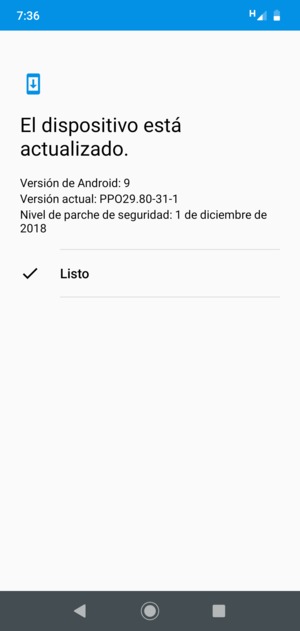 Si su teléfono está actualizado, seleccione Listo