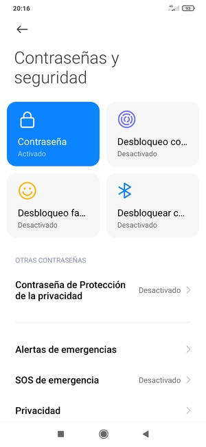 El teléfono ha sido asegurado con un bloqueo de pantalla