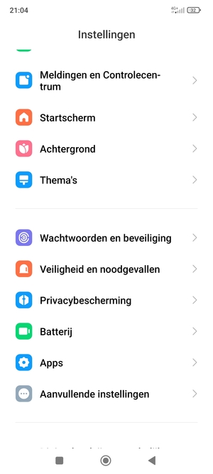 Scroll naar en selecteer Wachtwoorden en beveiliging