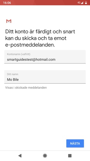 Ge ditt konto ett namn och ange ditt namn. Välj NÄSTA