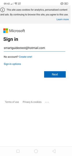 Enter your Email address and select Next