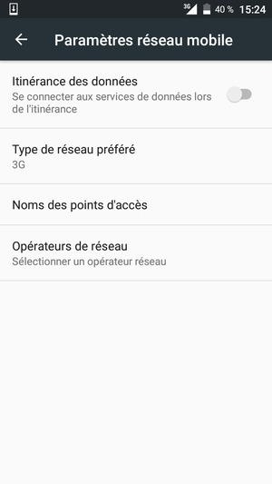 Sélectionnez Type de réseau préféré