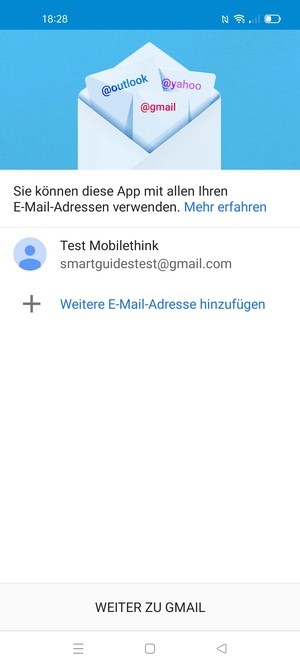Wählen Sie WEITER ZU GMAIL