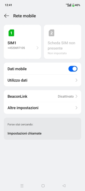 Seleziona SIM1 o SIM2