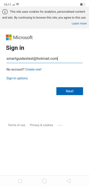 Enter your Email address and select Next