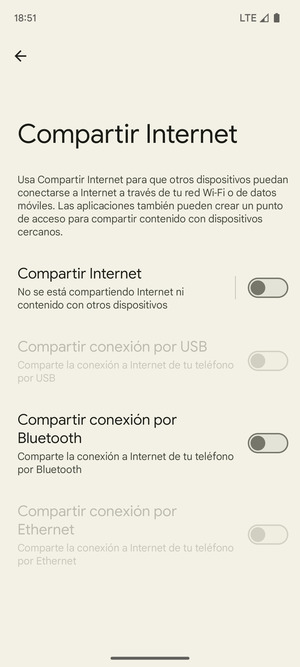 Seleccione Compartir Internet