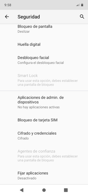 Desplácese y seleccione Bloqueo de tarjeta SIM