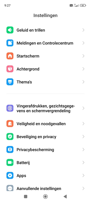 Scroll naar en selecteer Vingerafdrukken, gezichtsgegevens en schermvergrendeling