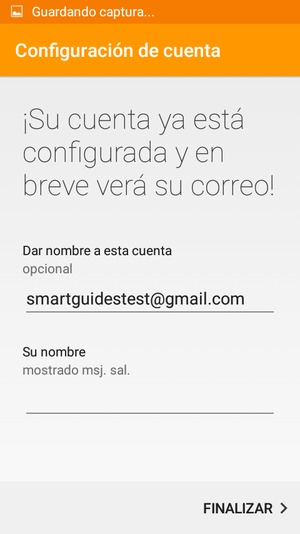 Déle a su cuenta un nombre y escriba su nombre. Seleccione FINALIZAR