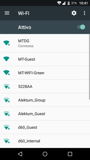 Ora sei connesso alla rete Wi-Fi