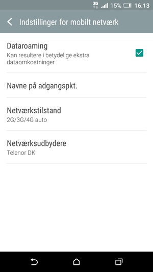 Slå Dataroaming til eller fra