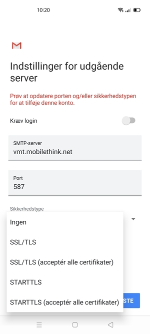 Vælg Ingen og NÆSTE