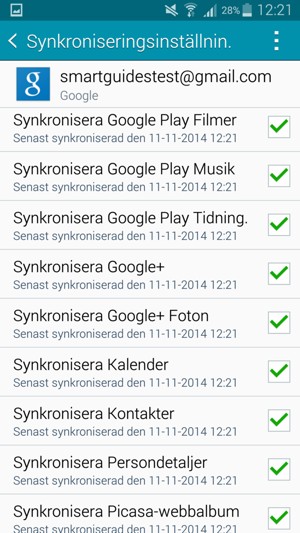 Kontrollera att Kontakter är valt