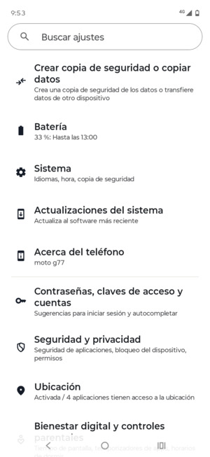 Desplácese y seleccione Actualizaciones del sistema
