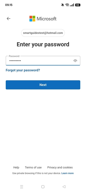 Enter your password and select Next