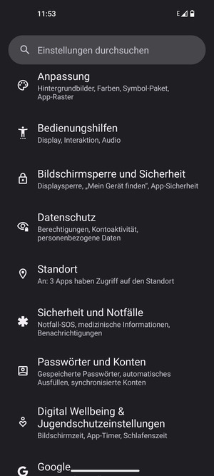 Scrollen Sie und wählen Sie Standort