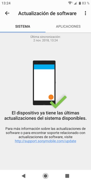 Si su teléfono está actualizado, verá la siguiente pantalla