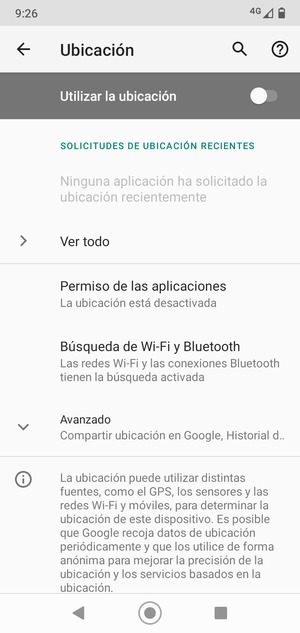 Desactive Utilizar la ubicación