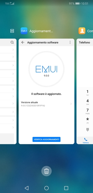 Seleziona l'icona Elimina per chiudere tutte le applicazioni in esecuzione