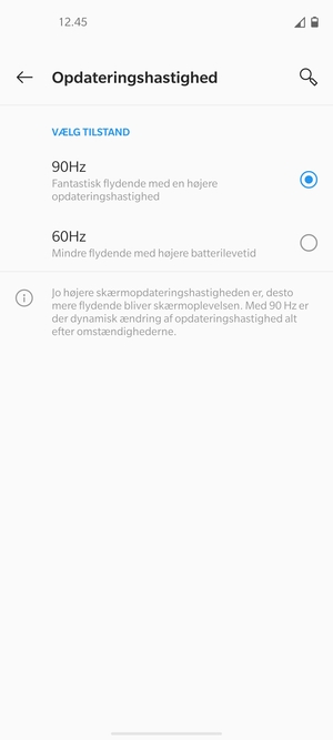 Vælg 60Hz