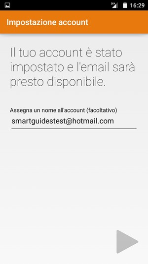 Scegli un nome per il tuo account e seleziona AVANTI
