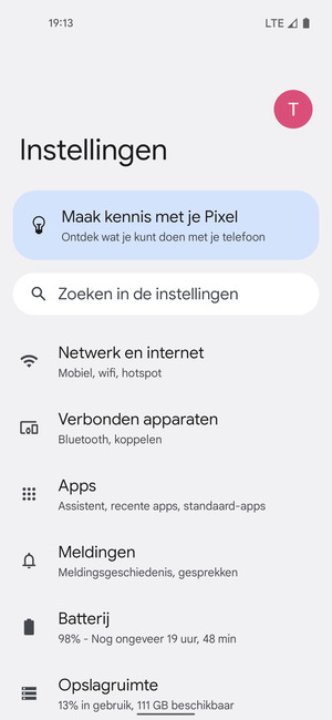 Selecteer Netwerk en internet