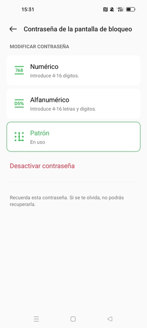 El teléfono ha sido asegurado con un bloqueo de pantalla