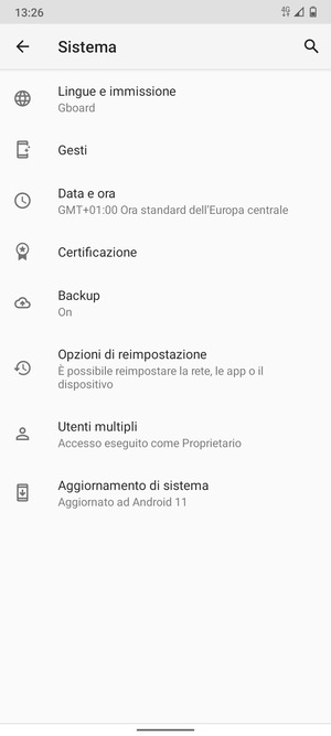 Seleziona Aggiornamento di sistema