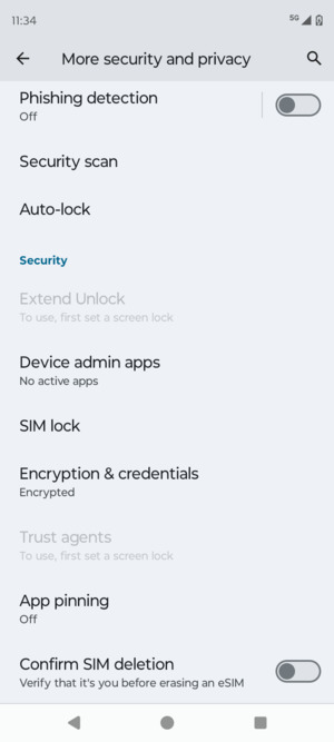 Scroll to and select SIM lock