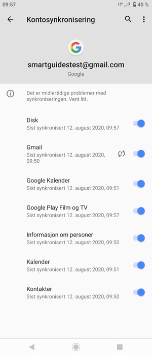 Forsikre deg om at Kontakter er valgt