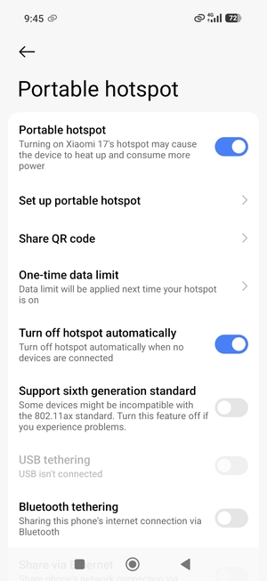 Your phone is now set up for use as a modem
