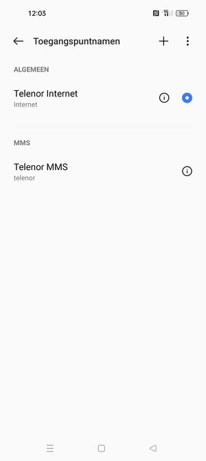 Selecteer het toegangspunt voor internet