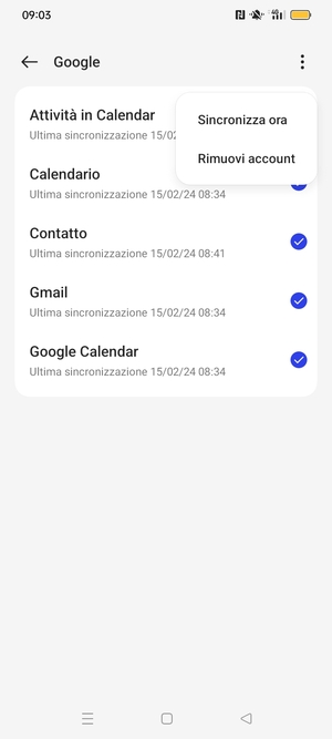 Seleziona Sincronizza ora