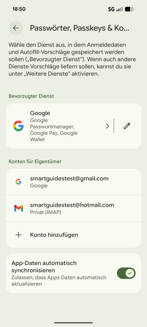 Wählen Sie Ihr Google Konto