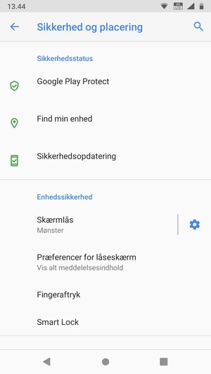 Din telefon er nu sikret med en skærmlås.