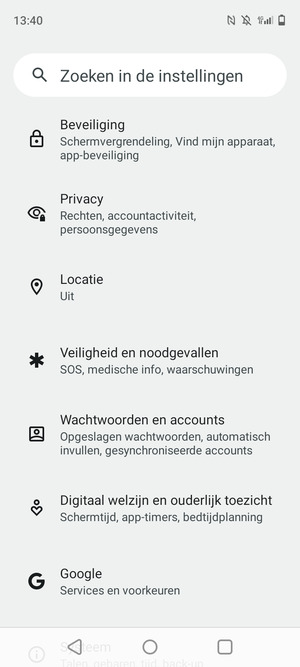 Scroll naar en selecteer Beveiliging