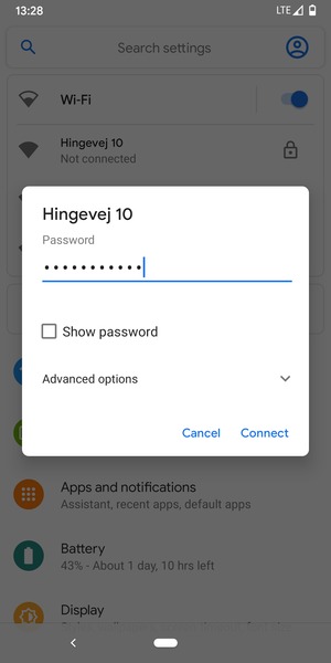 Enter the Wi-Fi password and select Connect