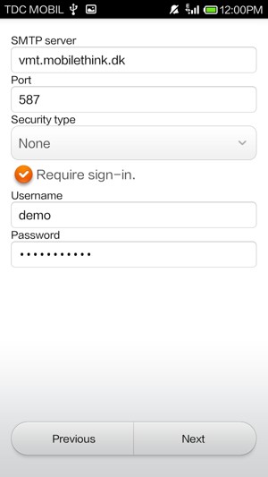 Enter Outgoing server address