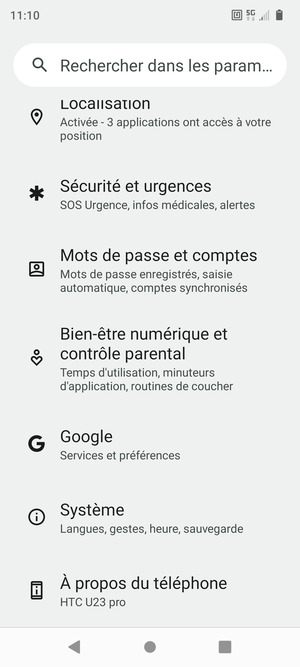 Faites défiler et sélectionnez Système